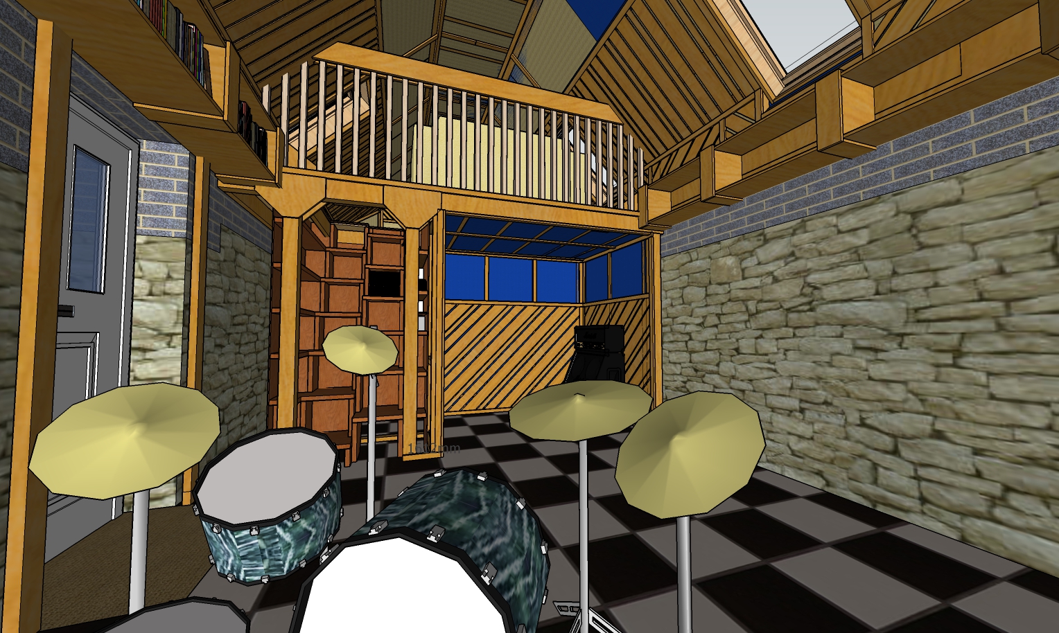 The space available for a recording studio