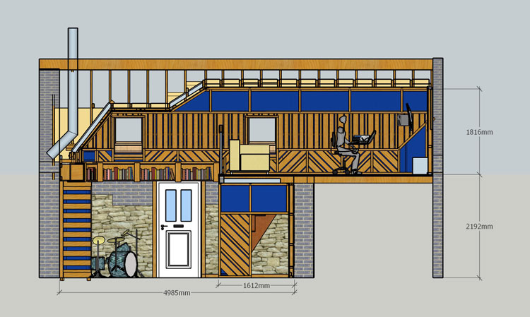 The space available for a recording studio