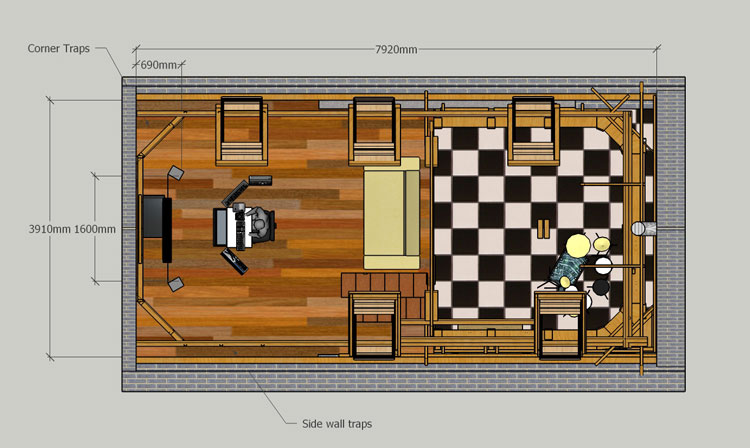 The space available for a recording studio